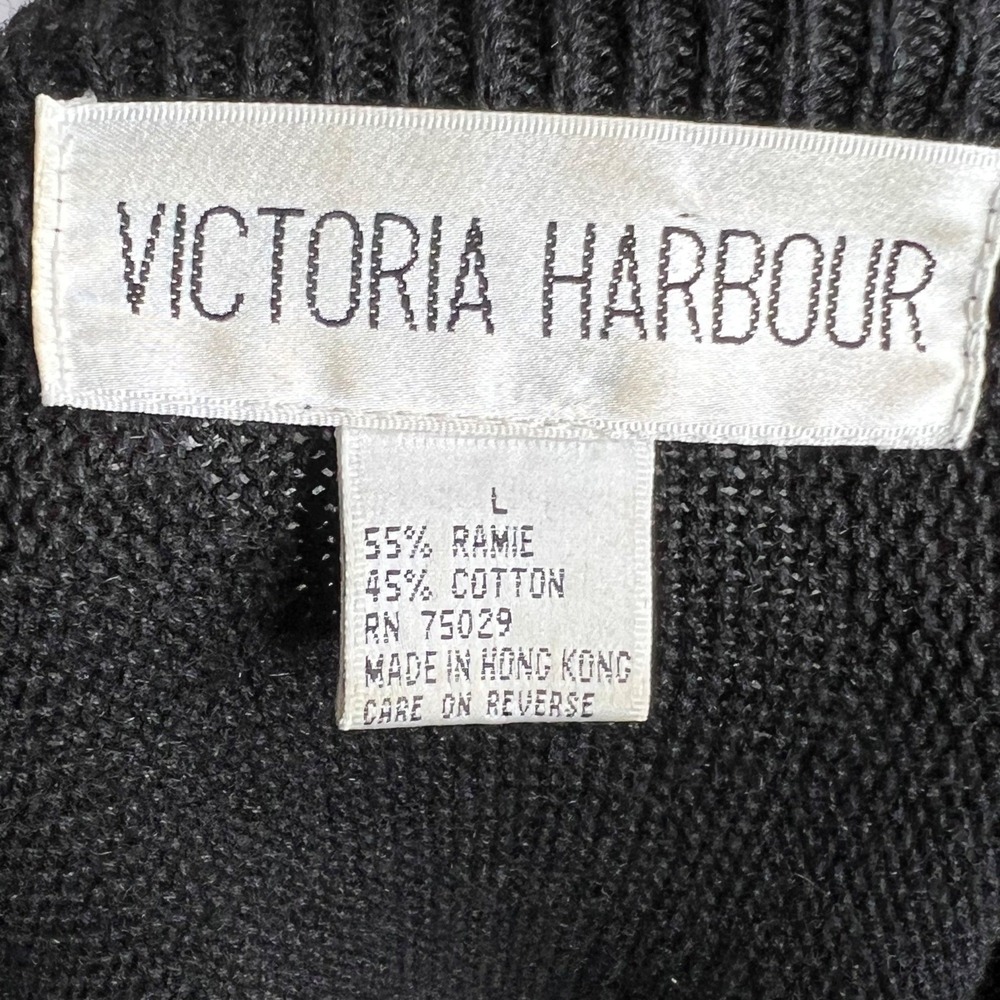 VTG 80s 90s Peacock‎ Embellished Knit Sweater Black L - Picture 7 of 7